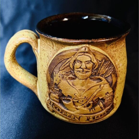RARE Pottery ROBIN HOOD Mug Cup Hand Made OOAK - Picture 5 of 9